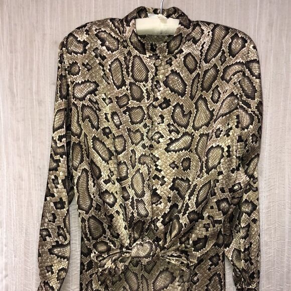 Vintage XL Christie & Jill Snake Skin Long Sleeve Blouse - Picture 7 of 16